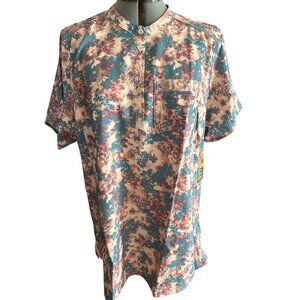 Carhartt Womens 2XL Force Cross-Flex Modern Fit Floral Henley Print Scrub Top